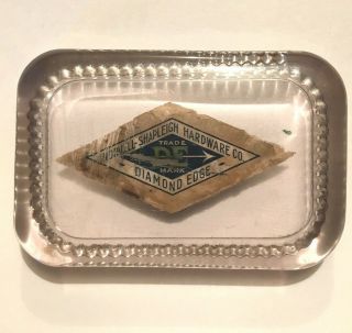 Antique Norvell Shapleigh Hardware Co.  Diamond Edge Glass Paperweight Chisel
