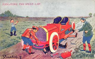 Automobile Car Repair 1910 Artist Signed Comic Postcard Donadini Jr Speed Law