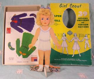 Vintage 1950s Girl Scouts Of America Paper Doll Set 39 Uniforms Complete W - Doll