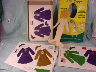 Vintage 1950s Girl Scouts of America paper Doll Set 39 Uniforms Complete w - Doll 5