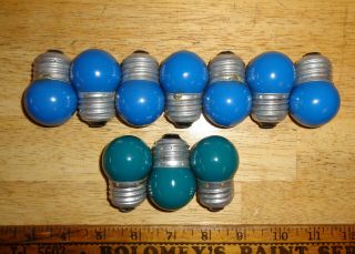 10 Vintage Sylvania 7 1/2 W E26 Light Bulbs (7) Blue (3) Green - Usa