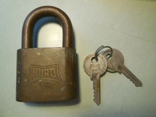 Vintage Hurd Brass Lock With 2 Key 