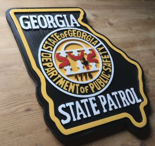 Police Georgia State Patrol 3d Routed Wood Carved Patch Plaque Sign Custom
