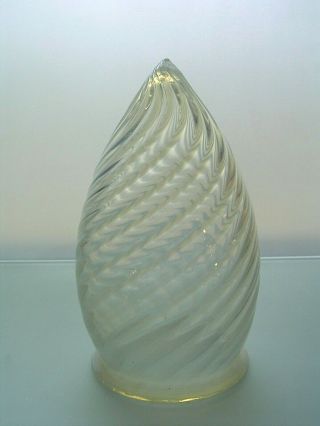 Tear Drop Vaseline And Opalescent Swirl Glass Lamp Shade Light Globe 3.  25 Fitter