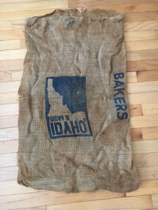 Vintage Idaho Sun Valley Burlap Potatoe Sack Bag 100 pounds US 1 Bakers 2