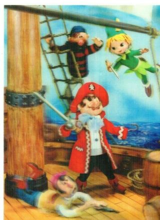 Peter Pan Captain Hook Pirate 3 - D Postcard 1971