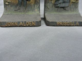 Antique Polychrome Bradley & Hubbard B&H Priscilla John Alden Cast Iron Bookends 6