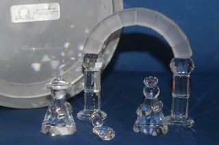 4pc Swarovski Crystal 153974 Christmas Nativity Arch And 160795 Holy Family Set