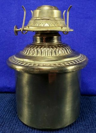 Vtg P&A Brass Oil Lamp Font Kerosene,  Oil Lamp Font,  Burner,  Chimney/Shade Holder 2