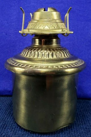 Vtg P&A Brass Oil Lamp Font Kerosene,  Oil Lamp Font,  Burner,  Chimney/Shade Holder 3