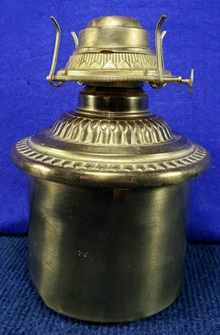 Vtg P&A Brass Oil Lamp Font Kerosene,  Oil Lamp Font,  Burner,  Chimney/Shade Holder 4