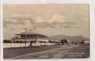 Vintage Postcard Rppc Railway Station,  Cairns North Queensland 1907