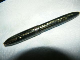 Vintage Sheaffer White Dot Green Striated Fountain Pen Military Clip / Lifetime