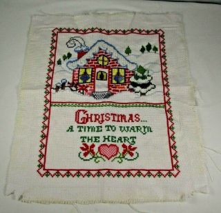 Vtg Complete Bucilla Counted Cross Stitch Sampler 48647 Christmas Warm The Heart