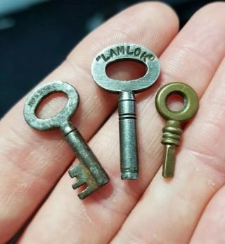 Small Tiny Little Old Antique Vintage Keys Box Hobbs & Co Lamlok Charms Locks