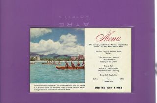 United Airlines Issued Hawaii Themed 50s Menu Postcard 4