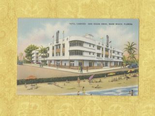 Fl Miami 1945 Vintage Postcard Hotel Cardozo 1300 Ocean Ave Florida To Ct