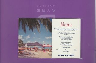 United Airlines Issued Hawaii Themed 50s Menu Postcard 2