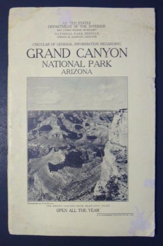 Vintage 1929 Grand Canyon National Park United States Dept Of Interior Booklet