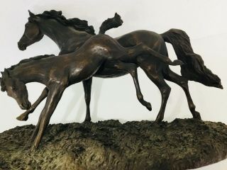 " Foaling Time " Bronze Statue By Lanford Monroe 84 Franklin Gallery 12inches