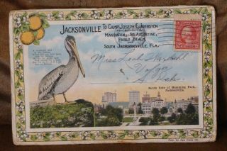 Vintage Postcard Book Jacksonville To Camp Joseph E.  Johnston Fl.  Some Military