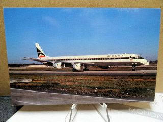 Delta Air Lines Mcdonnell Douglas Dc - 8 - 71 Aircraft Airplane Postcard Chrome