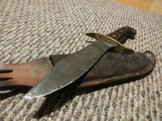 Redwood Grip,  Antique,  Western U.  S.  A Bowie Knife.