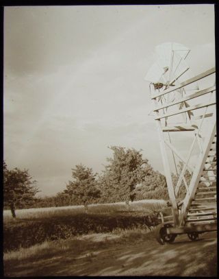 Glass Magic Lantern Slide Windmill And Rainbow C1930 Photo Thirties