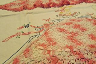 Gorgeous VINTAGE SOUTHERN BELLE LADY Embroidered Crocheted Pillowcases 3