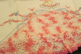 Gorgeous VINTAGE SOUTHERN BELLE LADY Embroidered Crocheted Pillowcases 4
