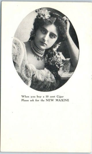 Vintage Advertising Postcard Maxine Cigars Pretty Lady C1910s