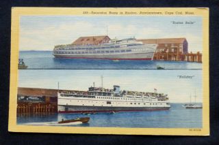 Provincetown,  Cape Cod,  Ma,  Excursion Boats In Harbor,  Linen View