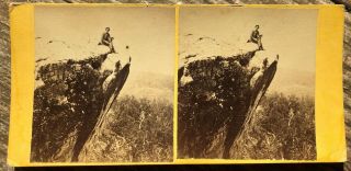 1860s Tennessee Stereoview Man Sitting On Lookout Mountain