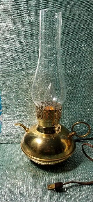 Vintage Brass Tea Pot Hurricane Electric Lamp Light