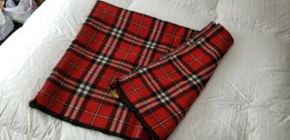 Vintage Faribault Woolen Mills 100 Wool Blanket Throw Red Plaid 44 X 60