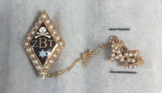 Zeta Beta Tau Fraternity Pin - 10k Gold With Pearls