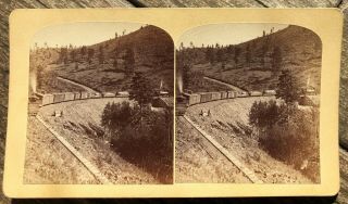 1870s Colorado Stereoview Train On The Mule Shoe By Gurnsey
