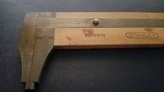 Vintage Stanley No 136 1/2 Wood & Brass 5 " Caliper,  Real