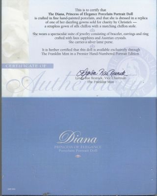 Franklin Princess Diana Blue Chiffon Gown NIB Elegance paperwork Di 7