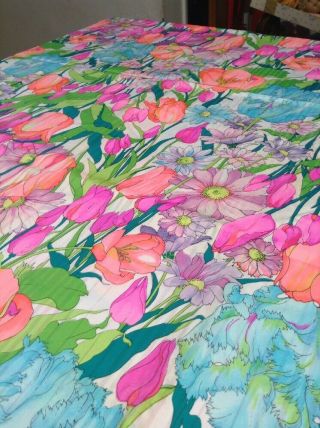 Vintage Neon Hawaiian Tulips Flower 3 Fabric Yards 44 Inches Wide