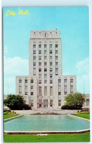 City Hall Houston Texas Old Vintage Postcard C01