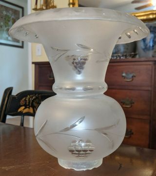Antique Cut & Roughed Frosted Glass Lamp Shade
