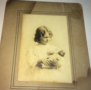 Antique Victorian American Adorable Child Toy Doll Waterville,  Me Cabinet Photo