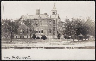 Harvard,  Nebraska Rppc Ca.  1910 Public School - Olson Photo Co.  Card 17