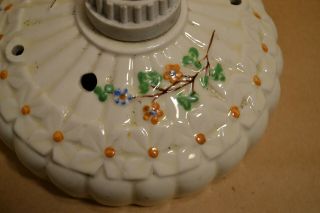 Vintage Porcelain Ceiling Light Fixture with Embossed Colorful Flowers 1 Socket 2