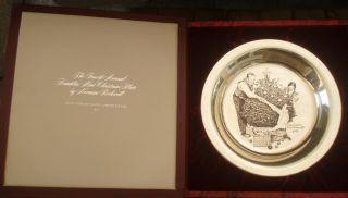 1973 Franklin Sterling Silver Trimming The Tree Plate By Norman Rockwell