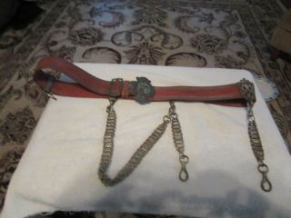 Antique Knights Templar Masonic Sword Belt With Chains,  Buckle Hangers