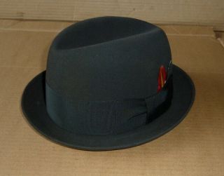 Vintage Man,  Boy Tool Hat,  Cap,  Knox Custom Edge,  6 - 7/8,  Ny,  Usa,  Black,  Feather,  Fedora?