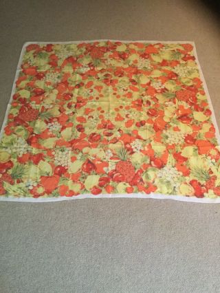 Vintage Tablecloth 48”square Summery Fruit