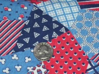 Full Feedsack: Patchwork Cheater Pattern Red,  White,  and Blues 2